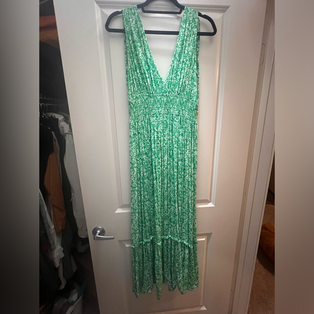 Green and White Floral Zara Maxi Dress